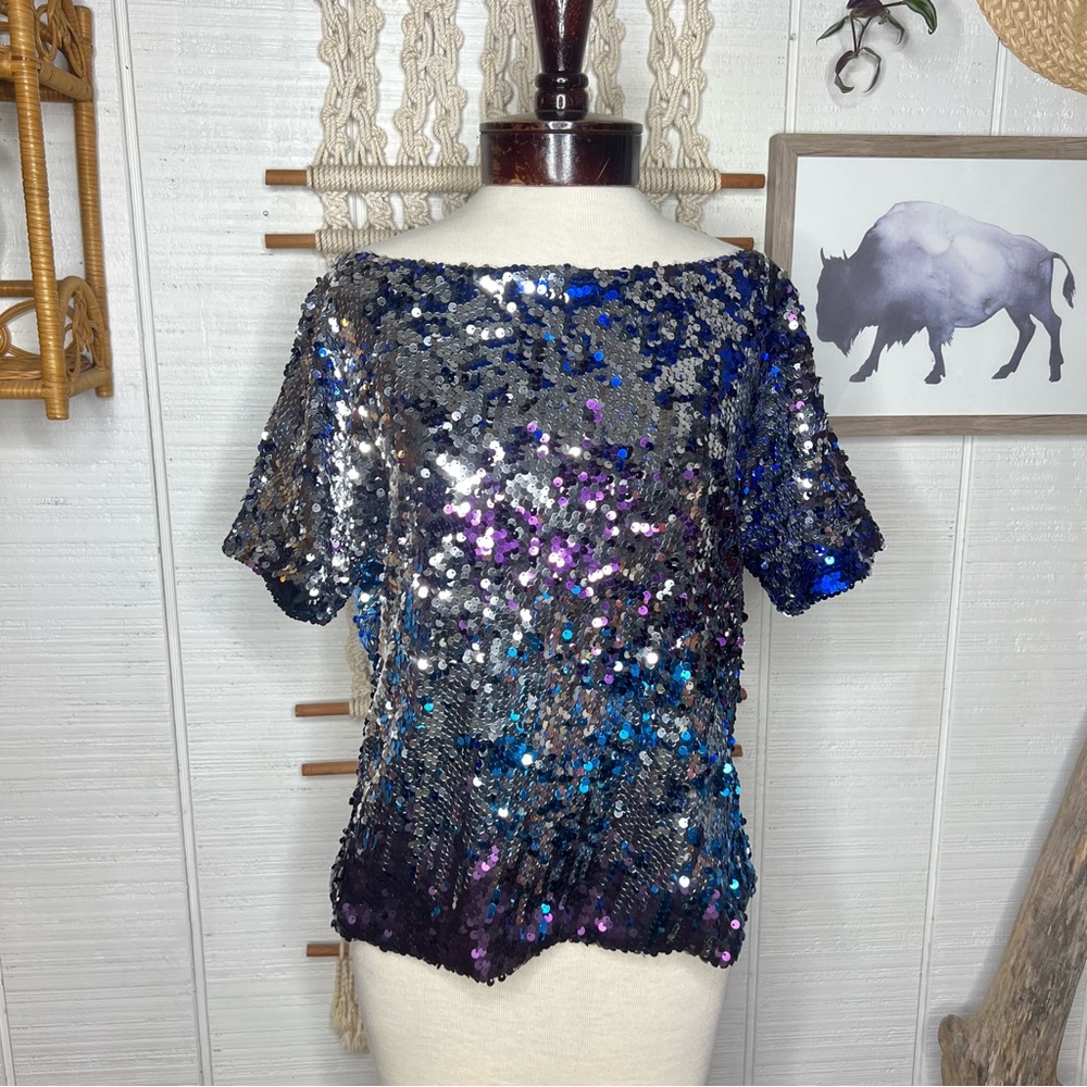 Anna-kaci California sparkle & shine collection multi colored sequin top